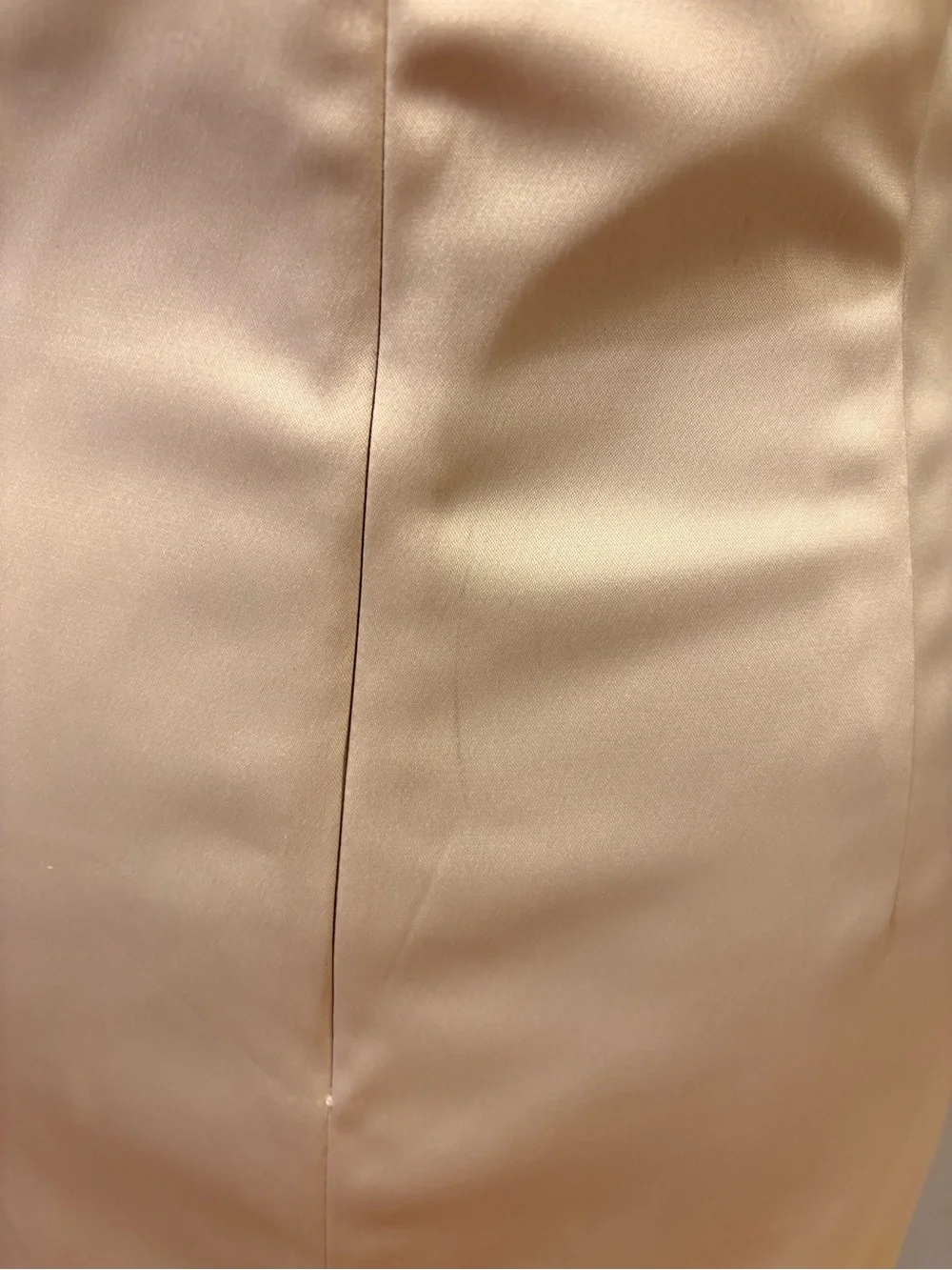 Ellen Tracy Champagne Satin Ruched Front V-Neck Cap Sleeve Sheath Dress